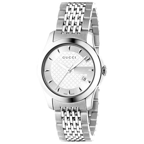 gucci g-timeless silver dial stainless steel ya126501 27mm|gucci 27mm stainless steel.